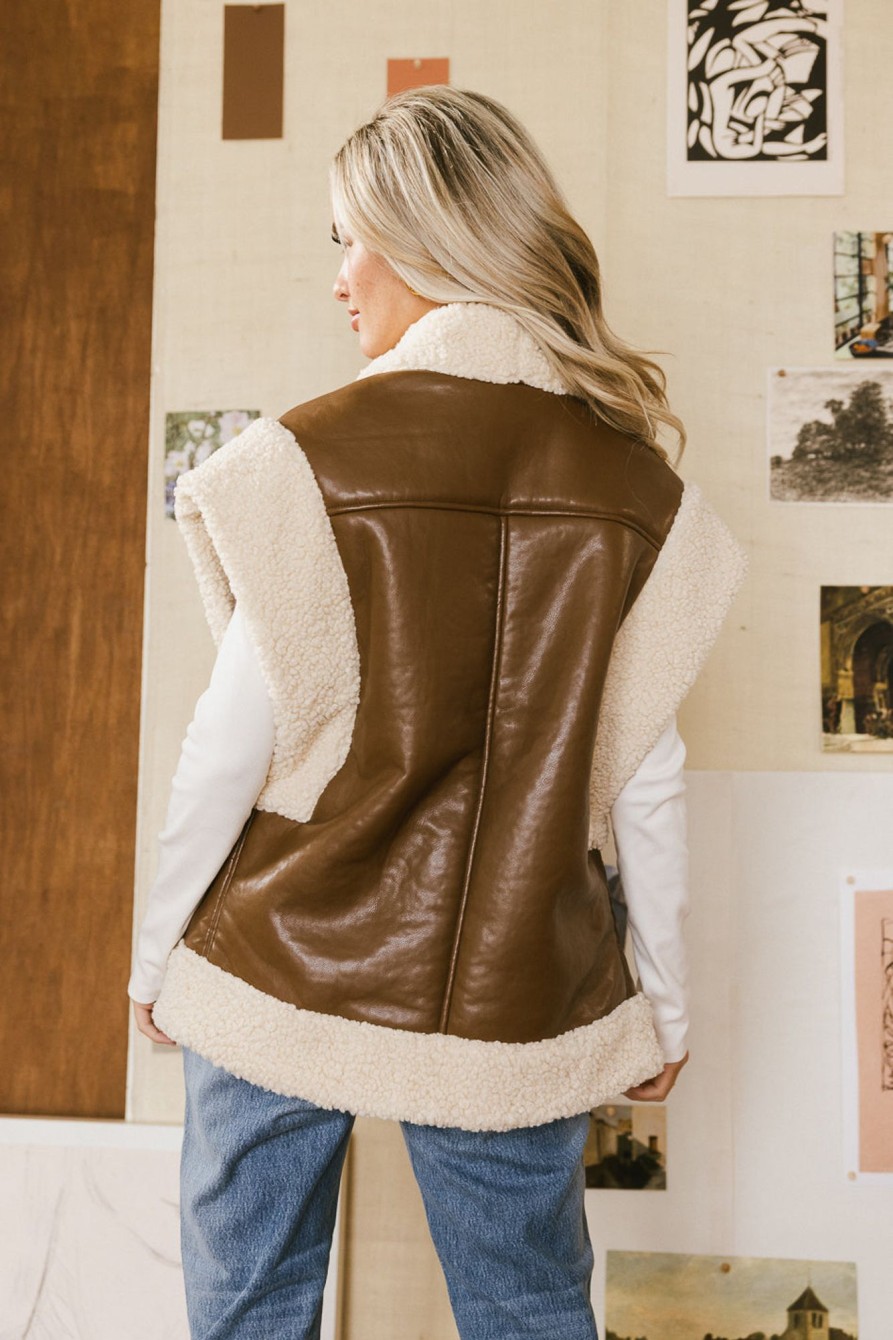 Clothing böhme | Last Night Sherpa Lined Vest In Brown