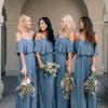 Clothing böhme | Toni Off The Shoulder Maxi Dress In Slate Blue