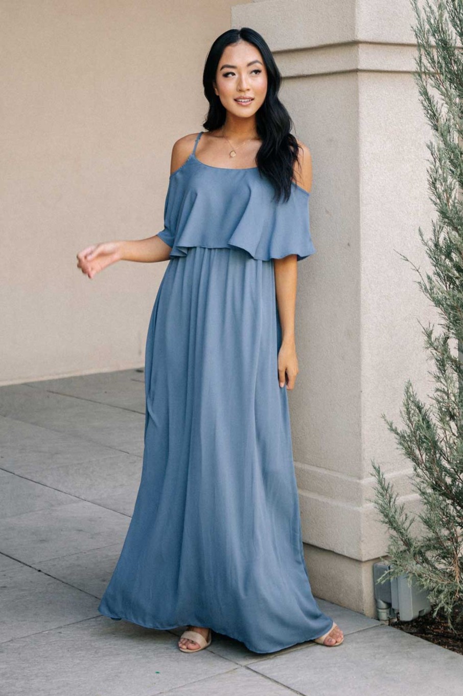 Clothing böhme | Toni Off The Shoulder Maxi Dress In Slate Blue