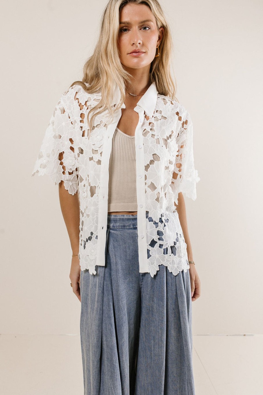 Clothing böhme | Floral Lace Button Up In Ivory