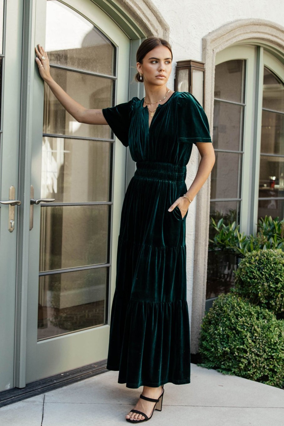 Clothing böhme | Marlowe Velvet Dress In Emerald