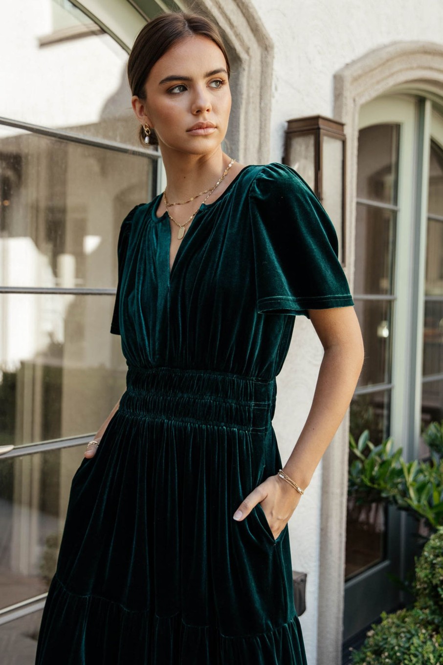 Clothing böhme | Marlowe Velvet Dress In Emerald