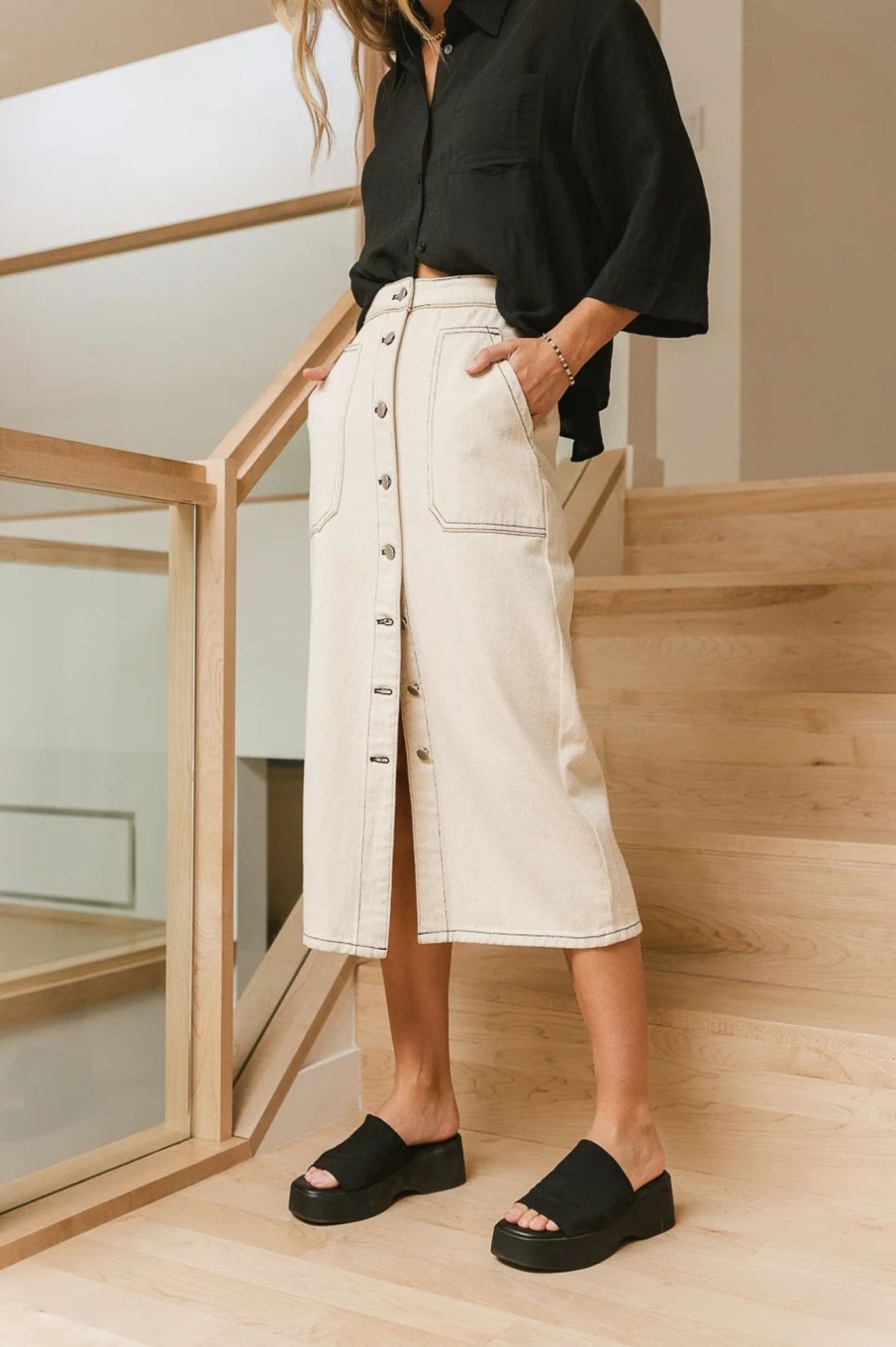 Clothing böhme | Astoria Button Up Skirt Cream