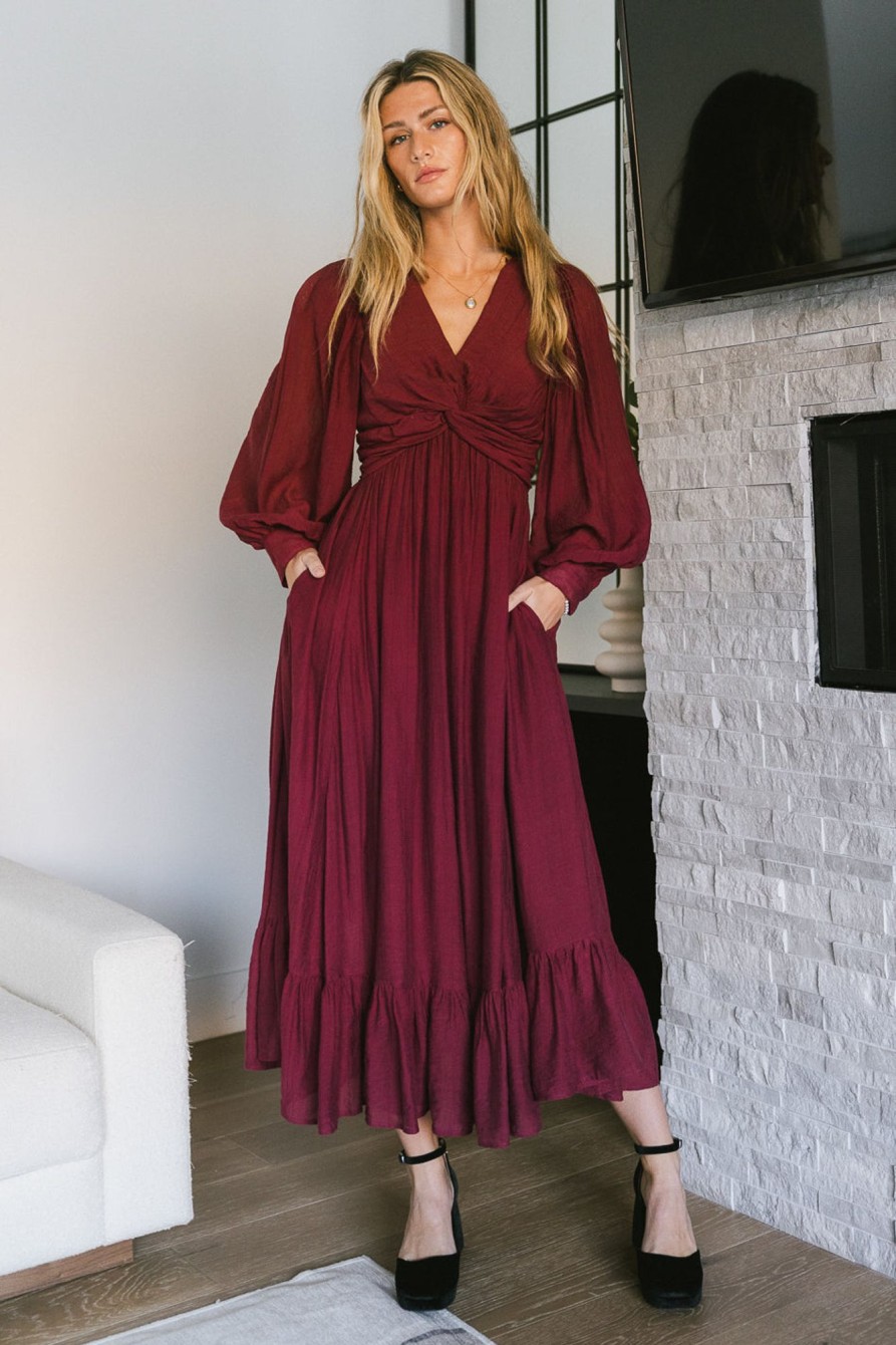 Clothing böhme | Brynlee Twist Front Dress Wine