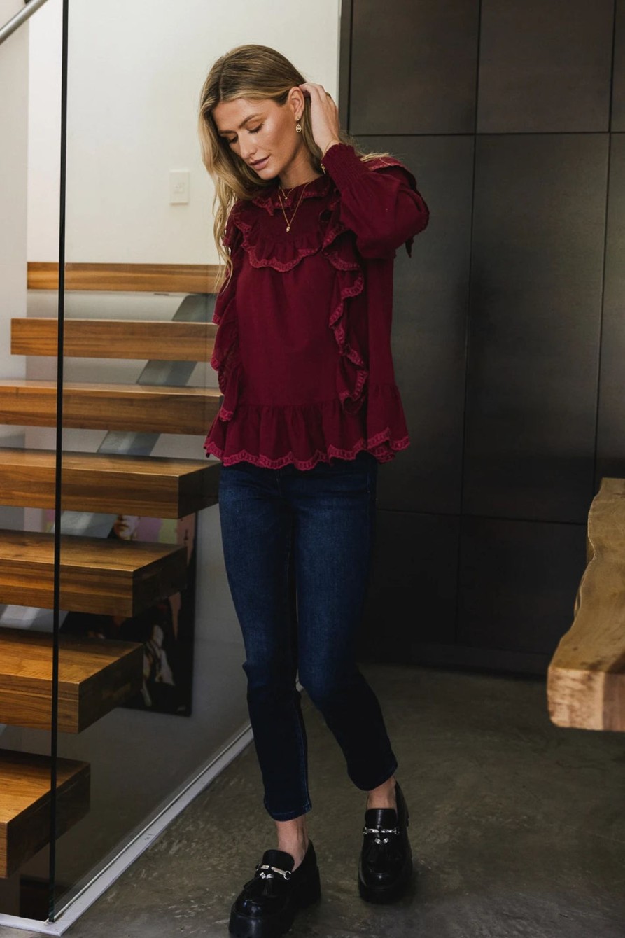 Clothing böhme | Edith Ruffle Blouse In Burgundy