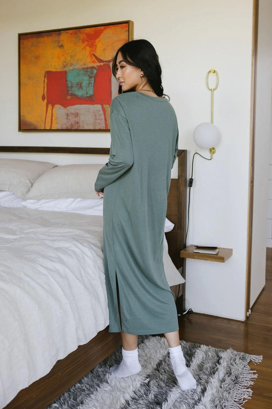 Clothing böhme | Long Sleeve T-Shirt Dress In Sage