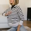 Clothing böhme | Quarter Zip Striped Sweater Ivory