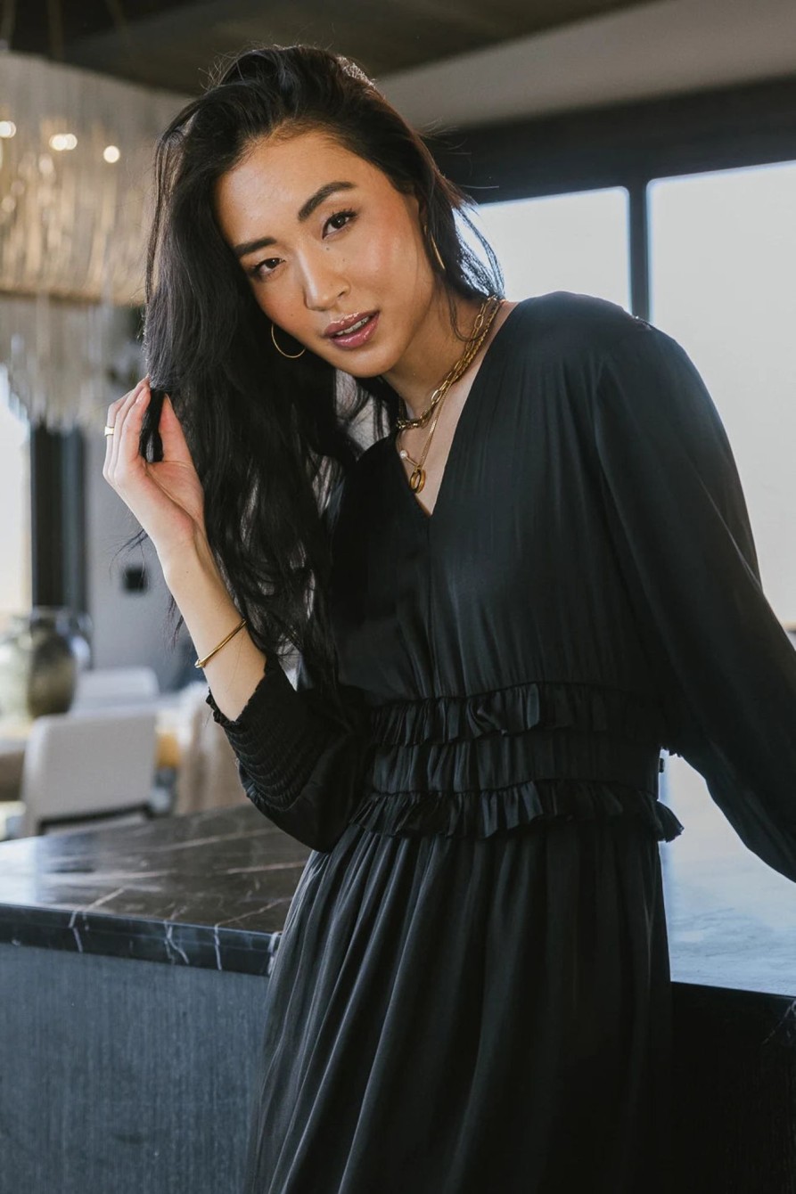 Clothing böhme | Willa Sleeved Ruffle Dress In Black