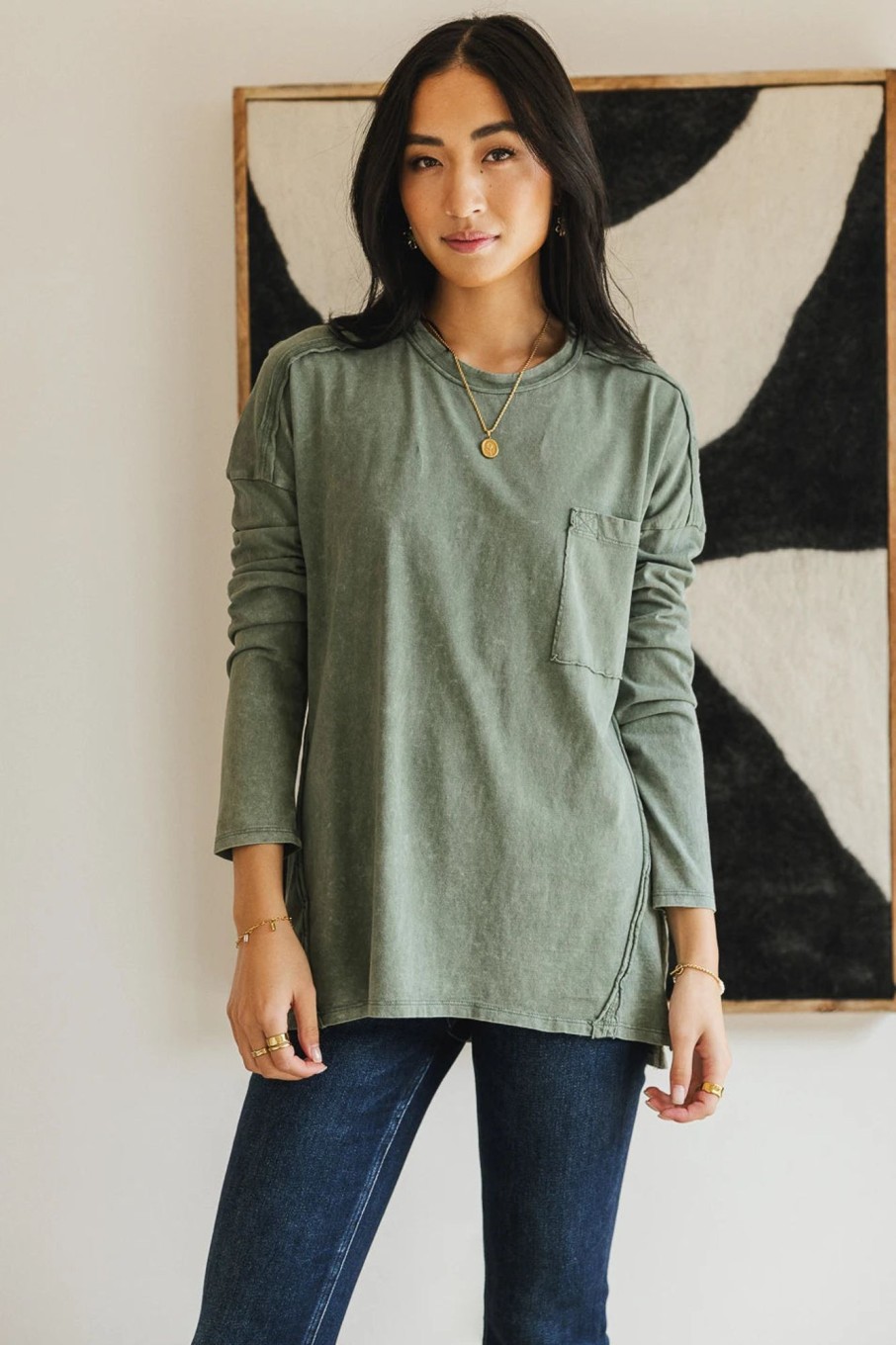 Clothing böhme | Washed Oversized Knit Top In Sage