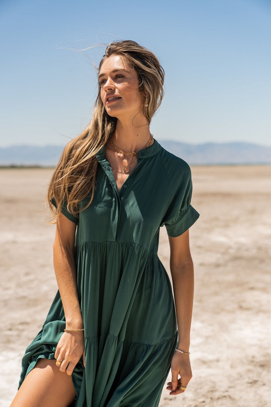 Clothing böhme | Amanda Tiered Dress In Emerald