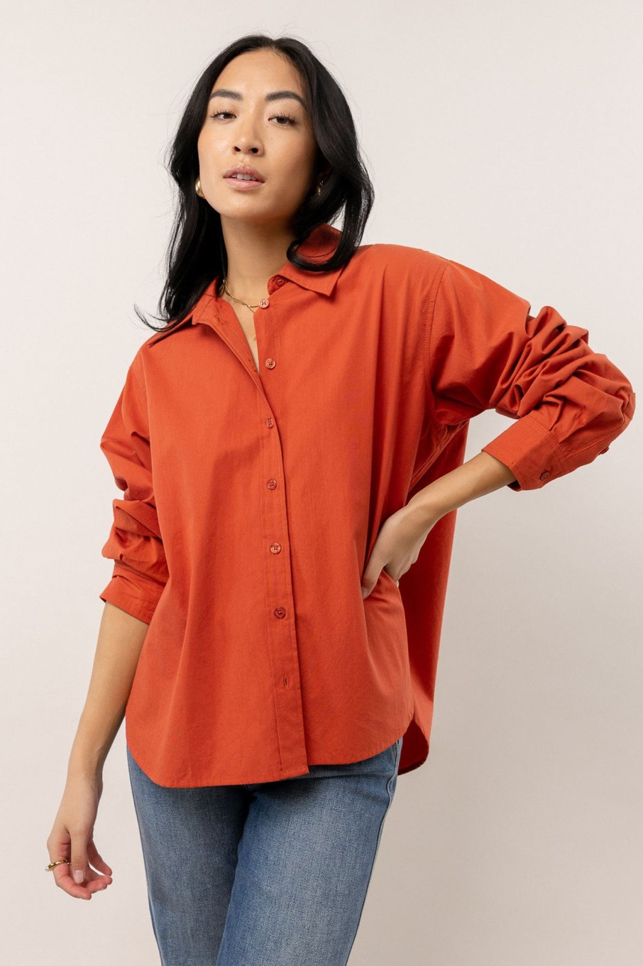 Clothing böhme | Kathryn Button Up Shirt In Tomato Red