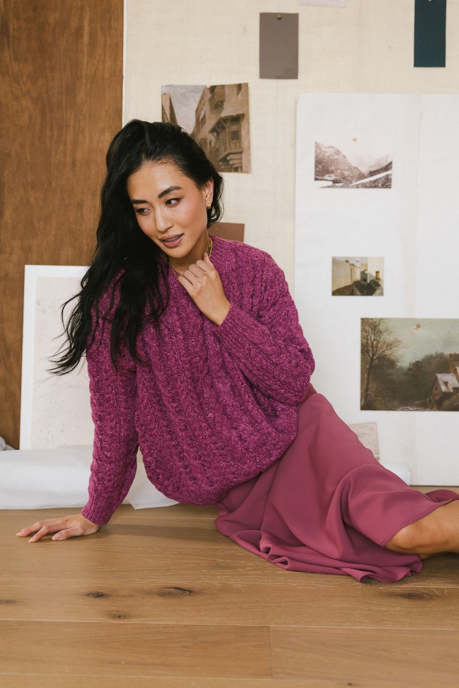 Clothing böhme | Annie Cable Knit Sweater In Pink