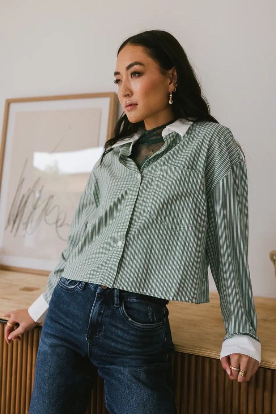 Clothing böhme | Cassidy Striped Button Up Green