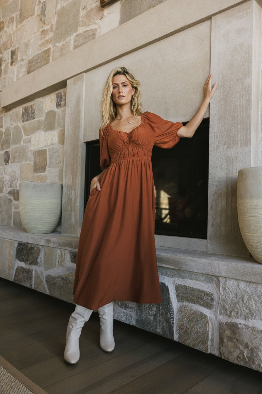 Clothing böhme | Addison Puff Sleeve Dress In Rust