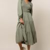 Clothing böhme | Smocked Tiered Midi Dress In Sage