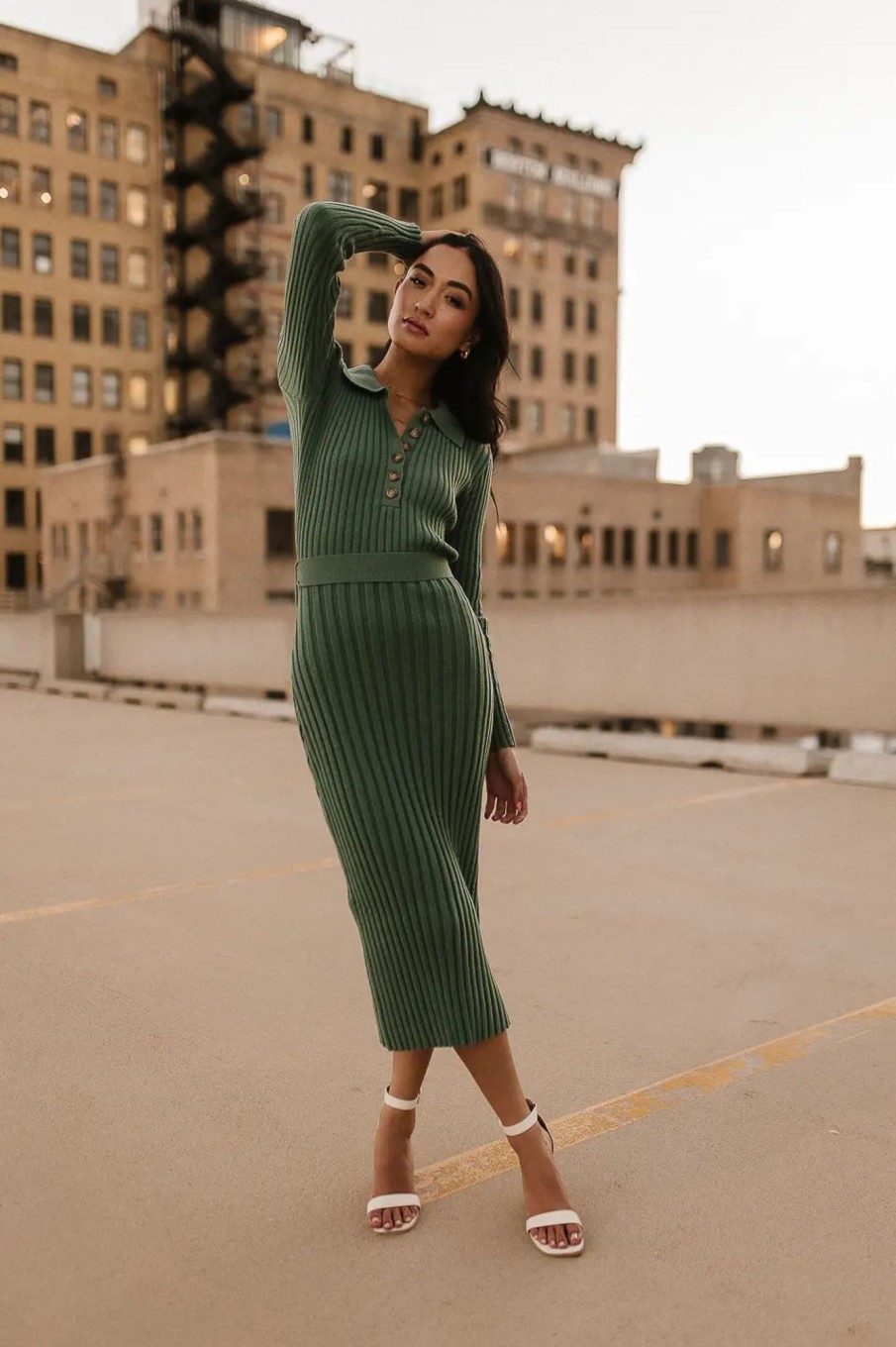 Clothing böhme | Carden Ribbed Midi Dress In Green