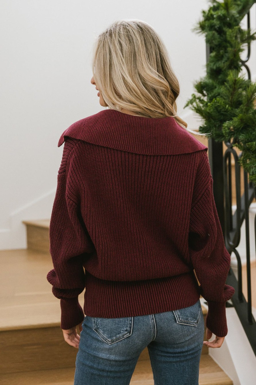 Clothing böhme | Diana Collared Sweater Burgundy