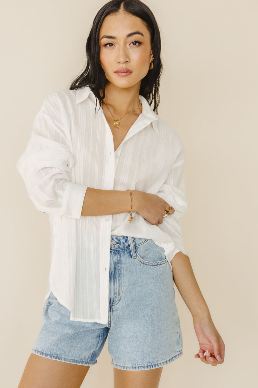 Clothing böhme | Cameron Button Up Off White