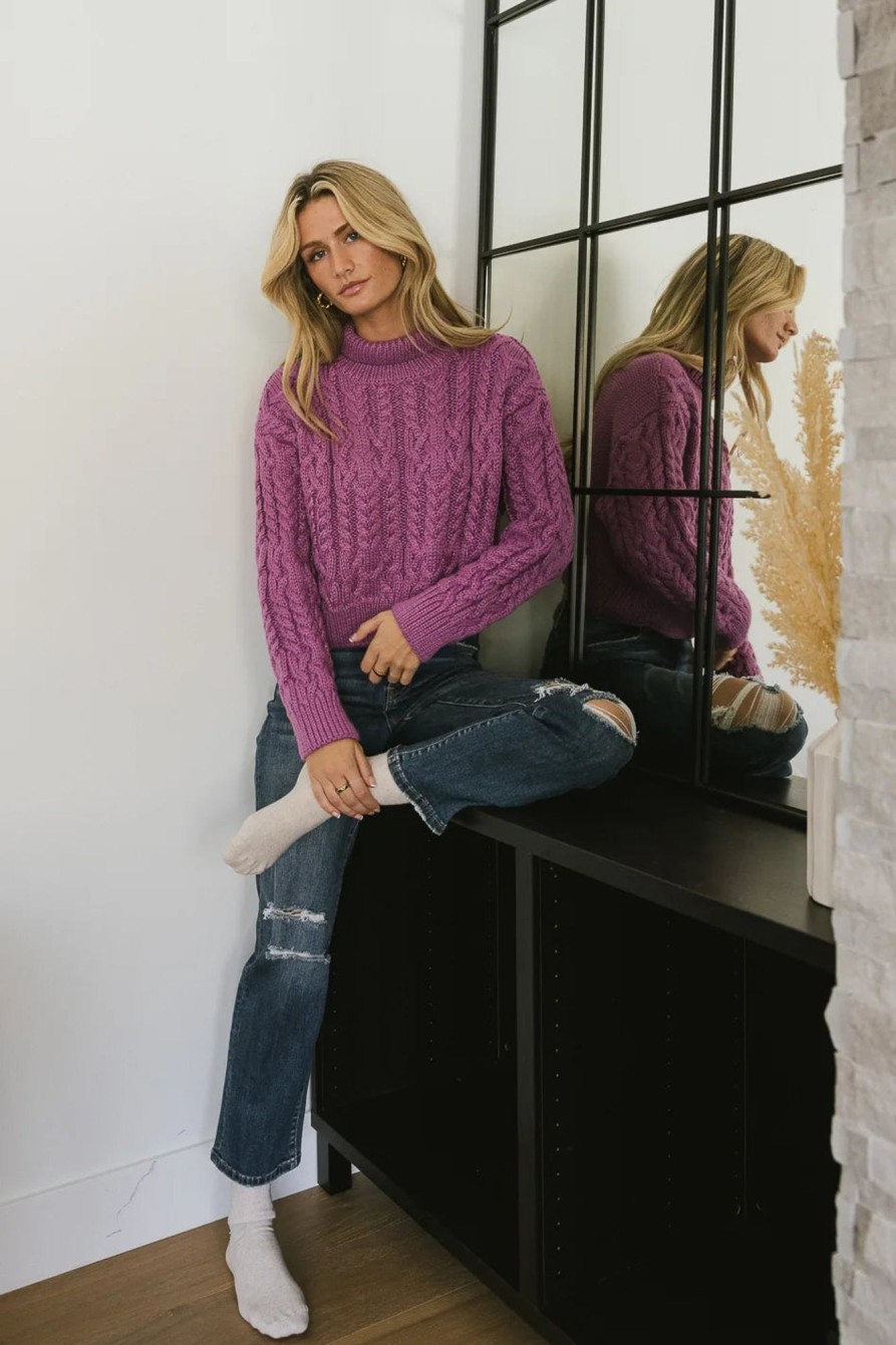 Clothing böhme | Noah Cable Knit Sweater In Purple