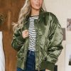 Clothing böhme | Rylee Satin Bomber Jacket In Green