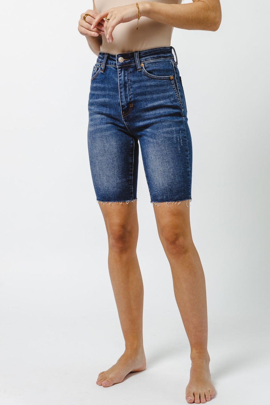 Clothing böhme | Rowen Mid Thigh Shorts Dark Wash