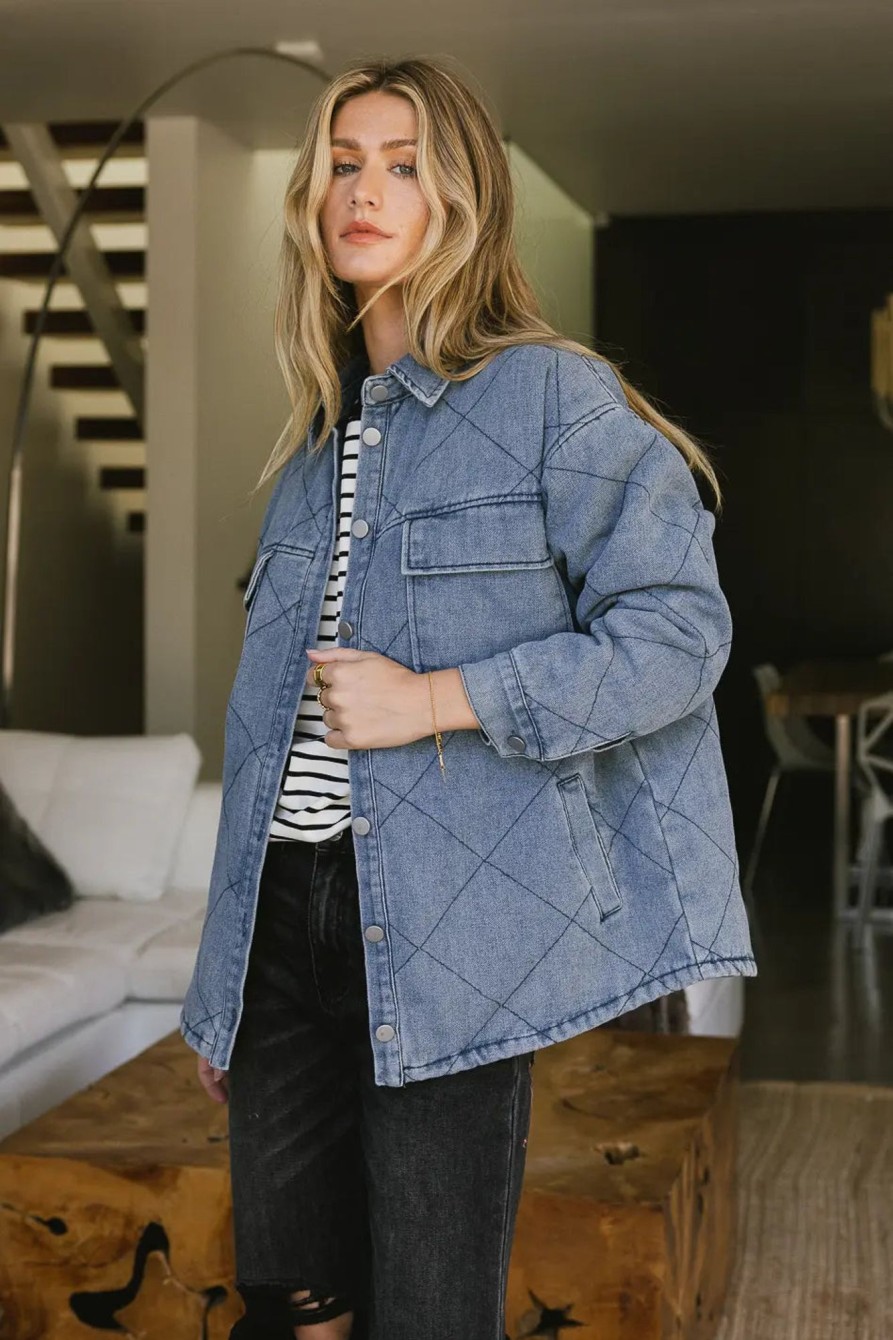 Clothing böhme | Kat Quilted Denim Jacket Medium Wash