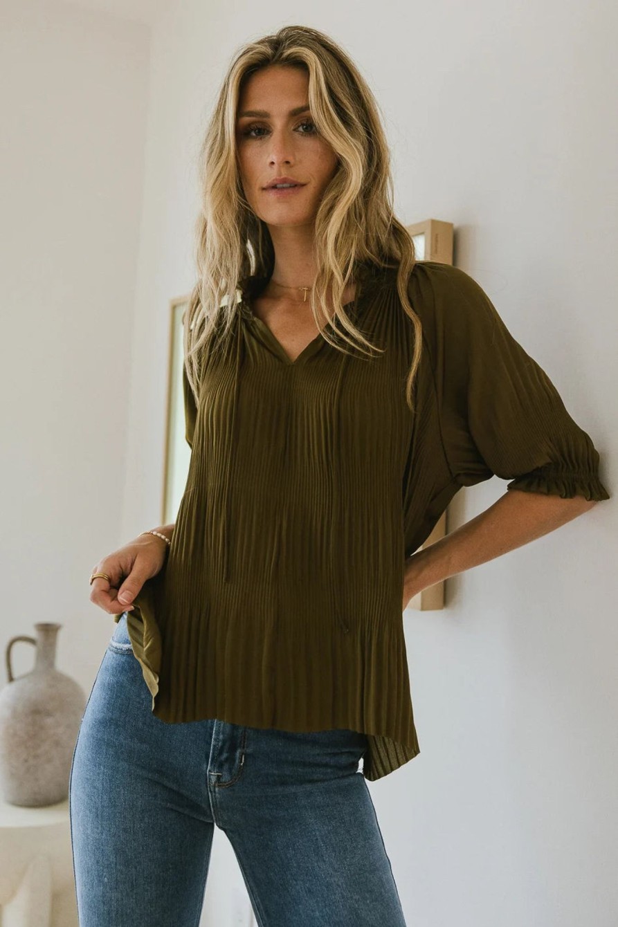 Clothing böhme | Killian Pleated Blouse In Olive