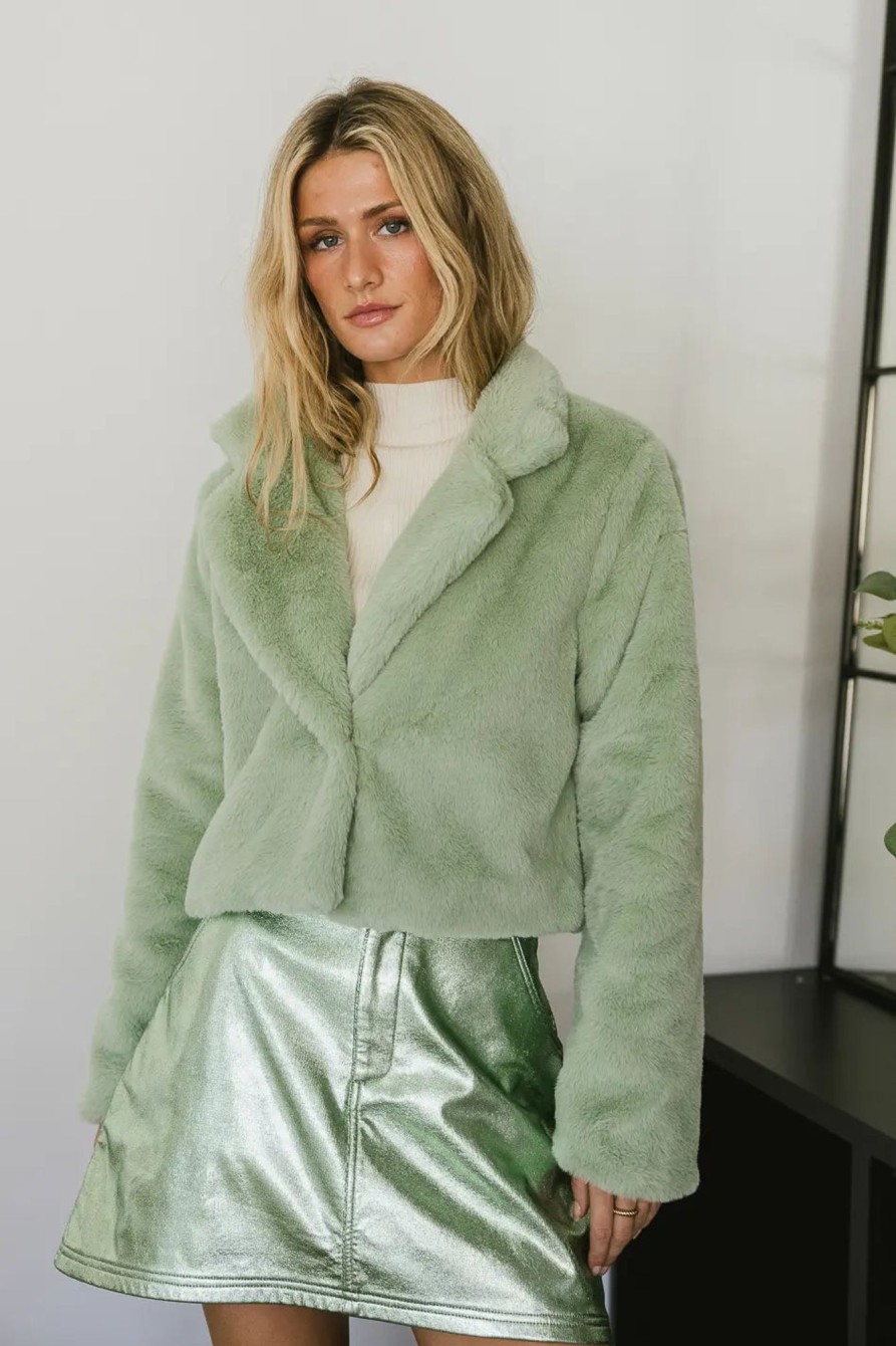 Clothing böhme | Up All Night Faux Fur Jacket In Sage