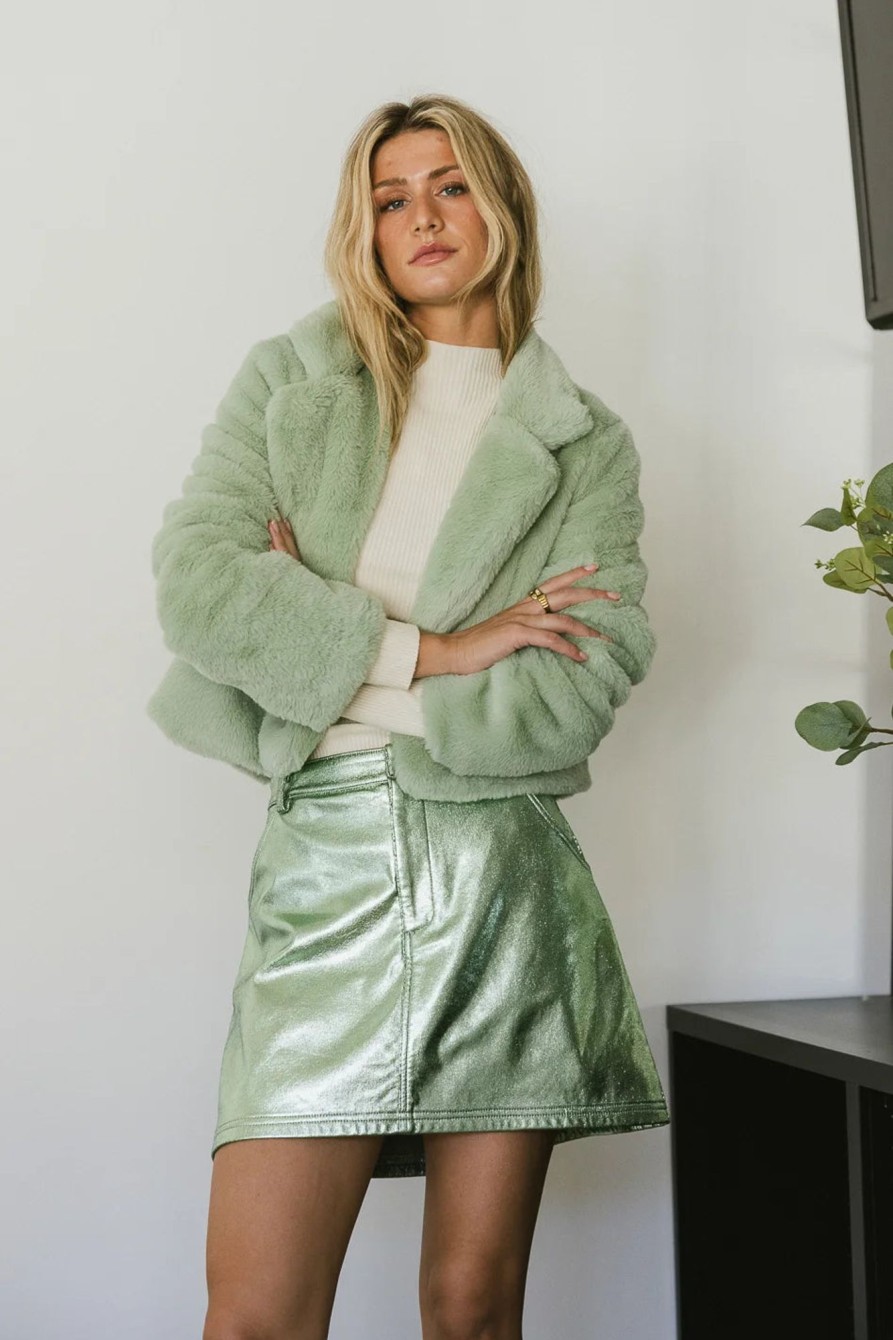 Clothing böhme | Up All Night Faux Fur Jacket In Sage