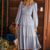 Clothing böhme | Smocked Tiered Midi Dress In Blue