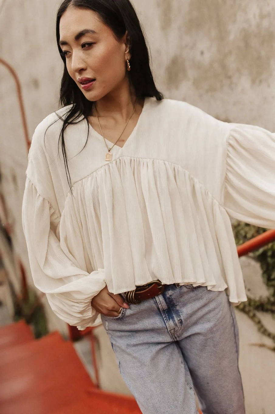 Clothing böhme | Bailey Textured Blouse Ivory