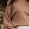 Clothing böhme | Arabella Ribbed Henley Top In Brown