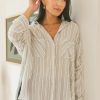 Clothing böhme | Holly Striped Button Up Grey