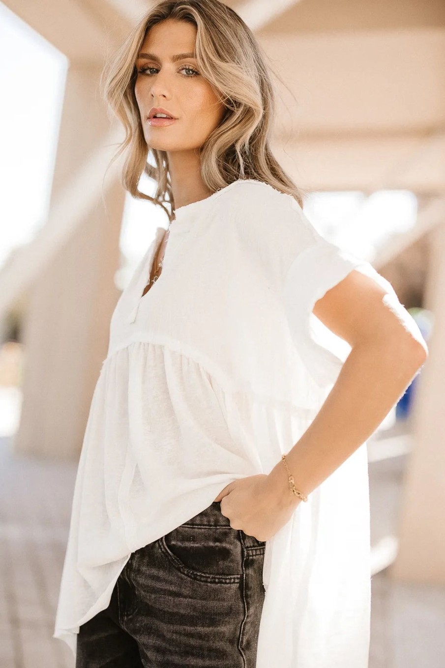 Clothing böhme | Niki Exposed Seam Top In White