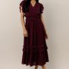 Clothing böhme | Willa Ruffle Dress In Burgundy