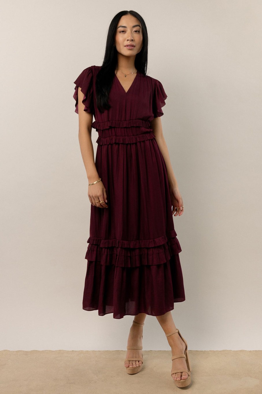 Clothing böhme | Willa Ruffle Dress In Burgundy