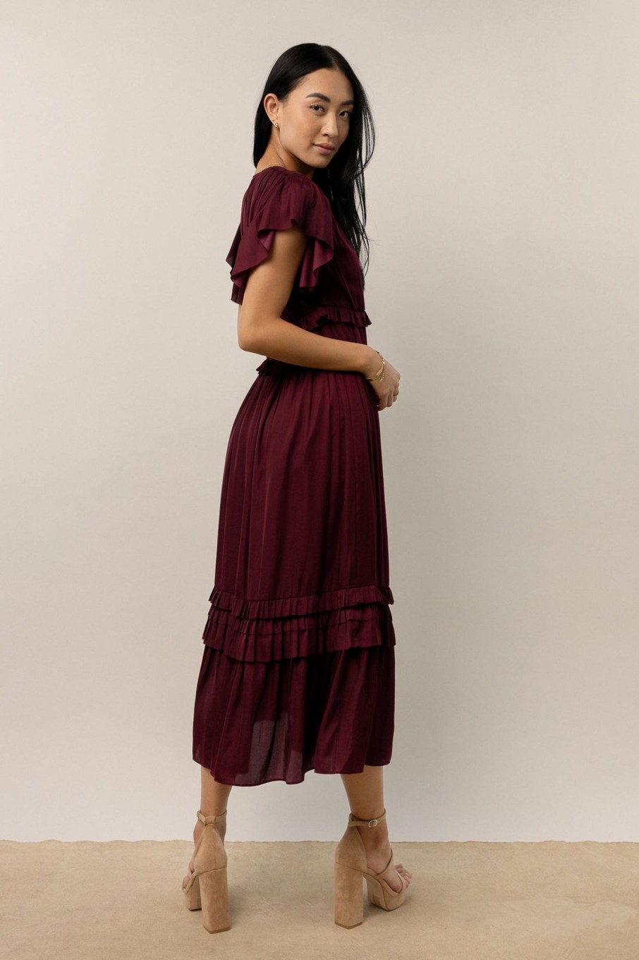 Clothing böhme | Willa Ruffle Dress In Burgundy