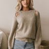 Clothing böhme | Vanessa Cut Out Sweater Taupe