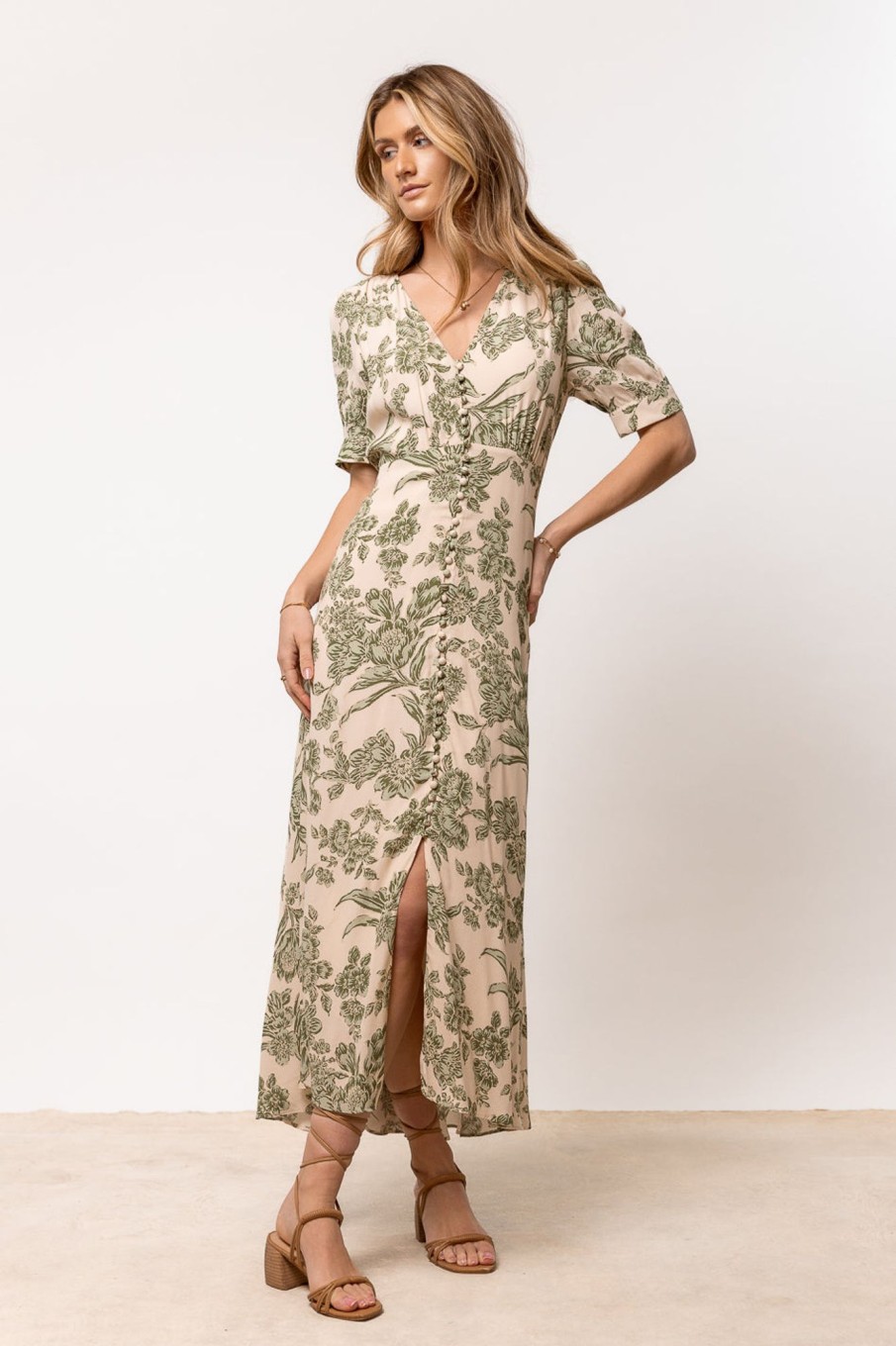 Clothing böhme | Lia Floral Midi Dress In Sage