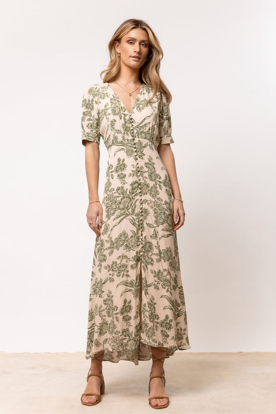 Clothing böhme | Lia Floral Midi Dress In Sage