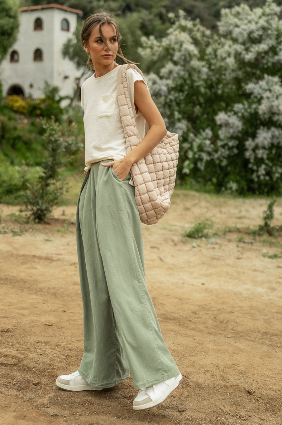 Clothing böhme | Katie Wide Leg Tencel Pants In Sage