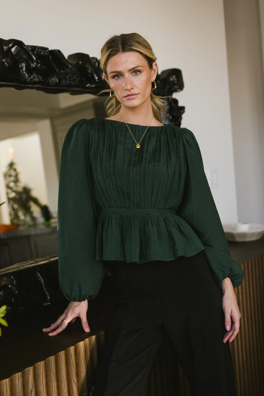 Clothing böhme | Charlee Pleated Blouse In Green