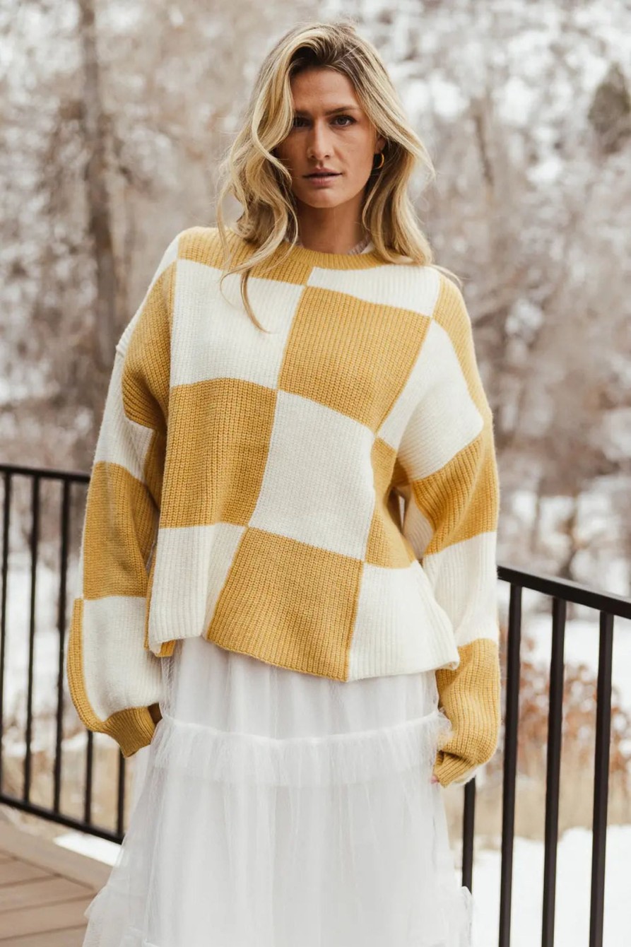 Clothing böhme | Mckenna Checkered Sweater In Mustard