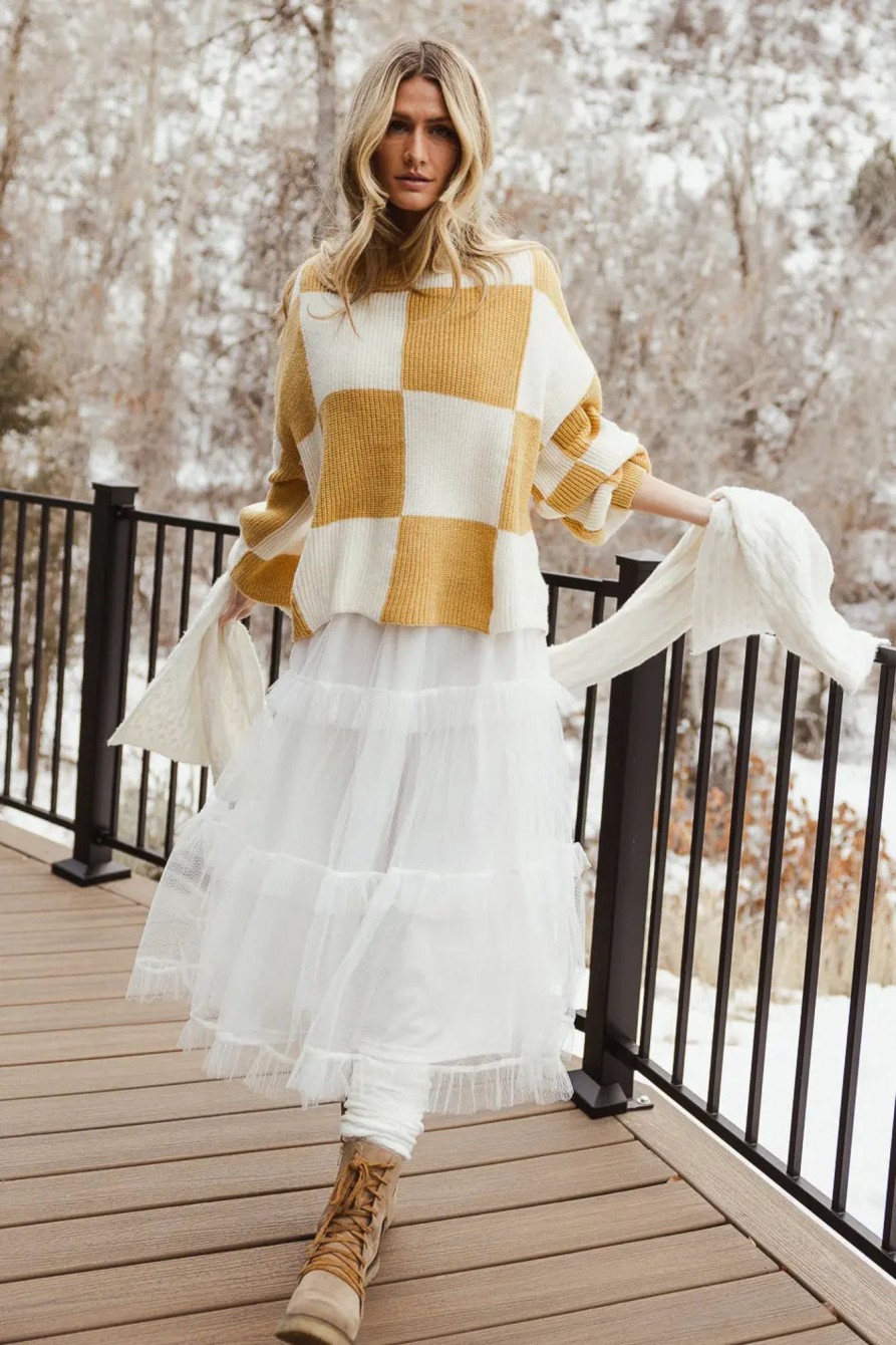 Clothing böhme | Mckenna Checkered Sweater In Mustard