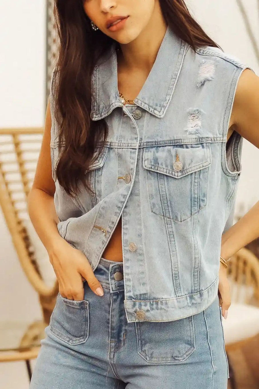 Clothing böhme | Carter Denim Vest Light Wash